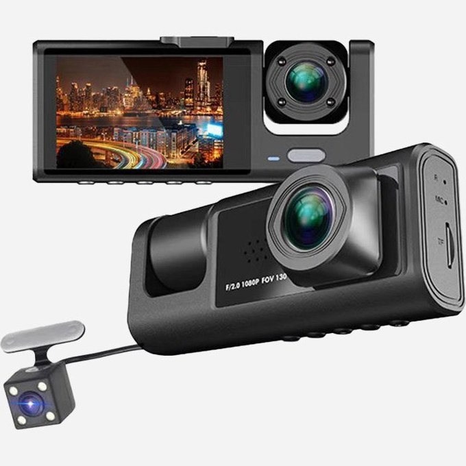 دوربین ثبت وقایع خودرو بلک باکس مدل C309 سه لنز با کیفیت فول اچ دی